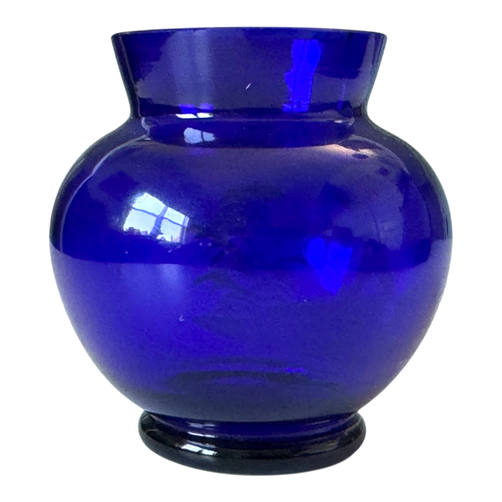 Antique Bohemian Mary Gregory Etched Cobalt Blue Miniature Art Glass Vase