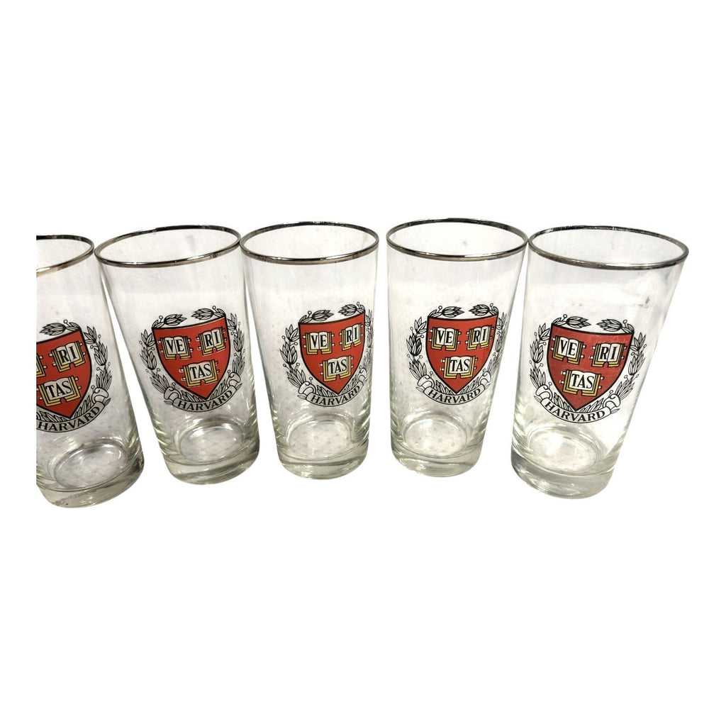 Vintage Veritas Harvard High Ball Beer Glasses - Set of 6