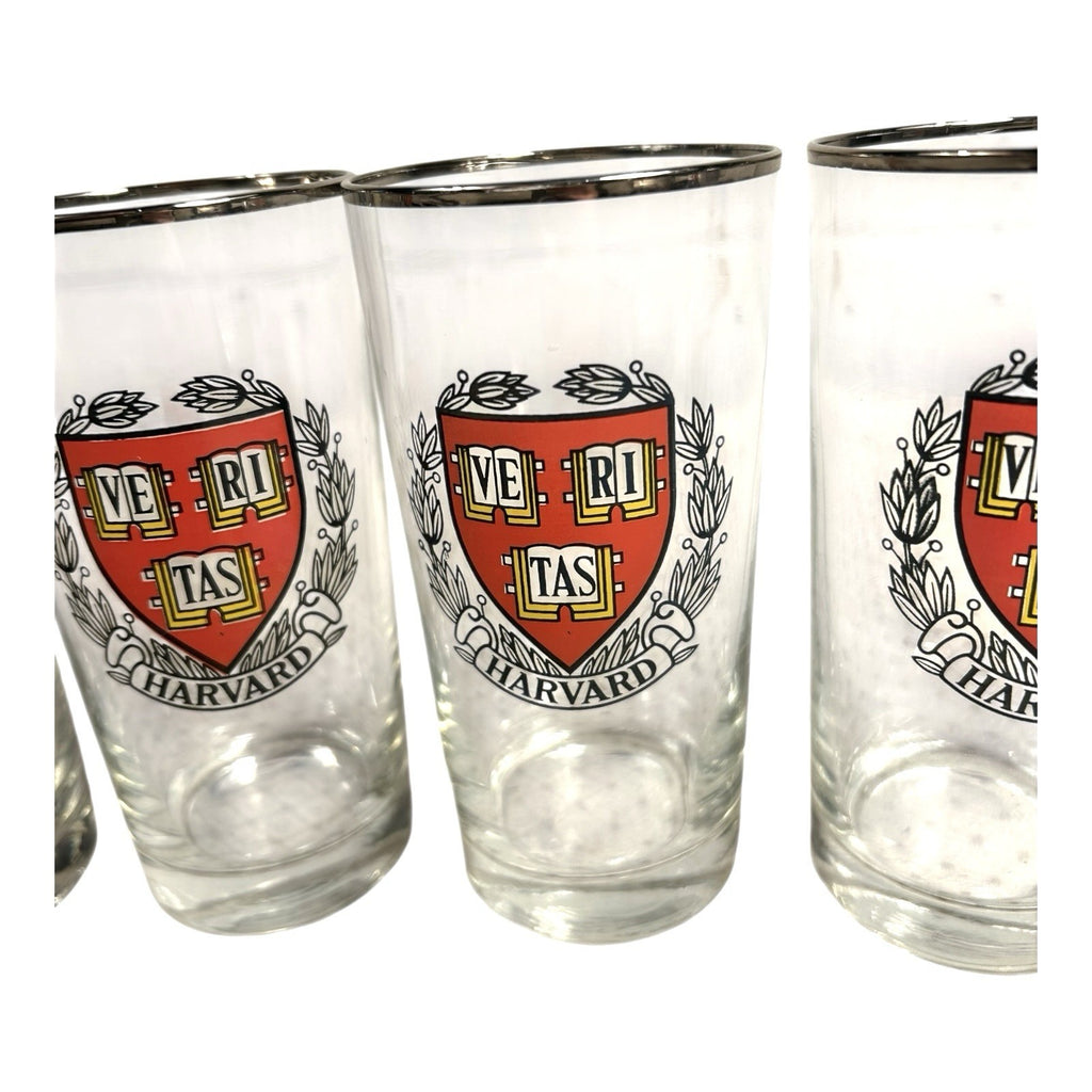Vintage Veritas Harvard High Ball Beer Glasses - Set of 6