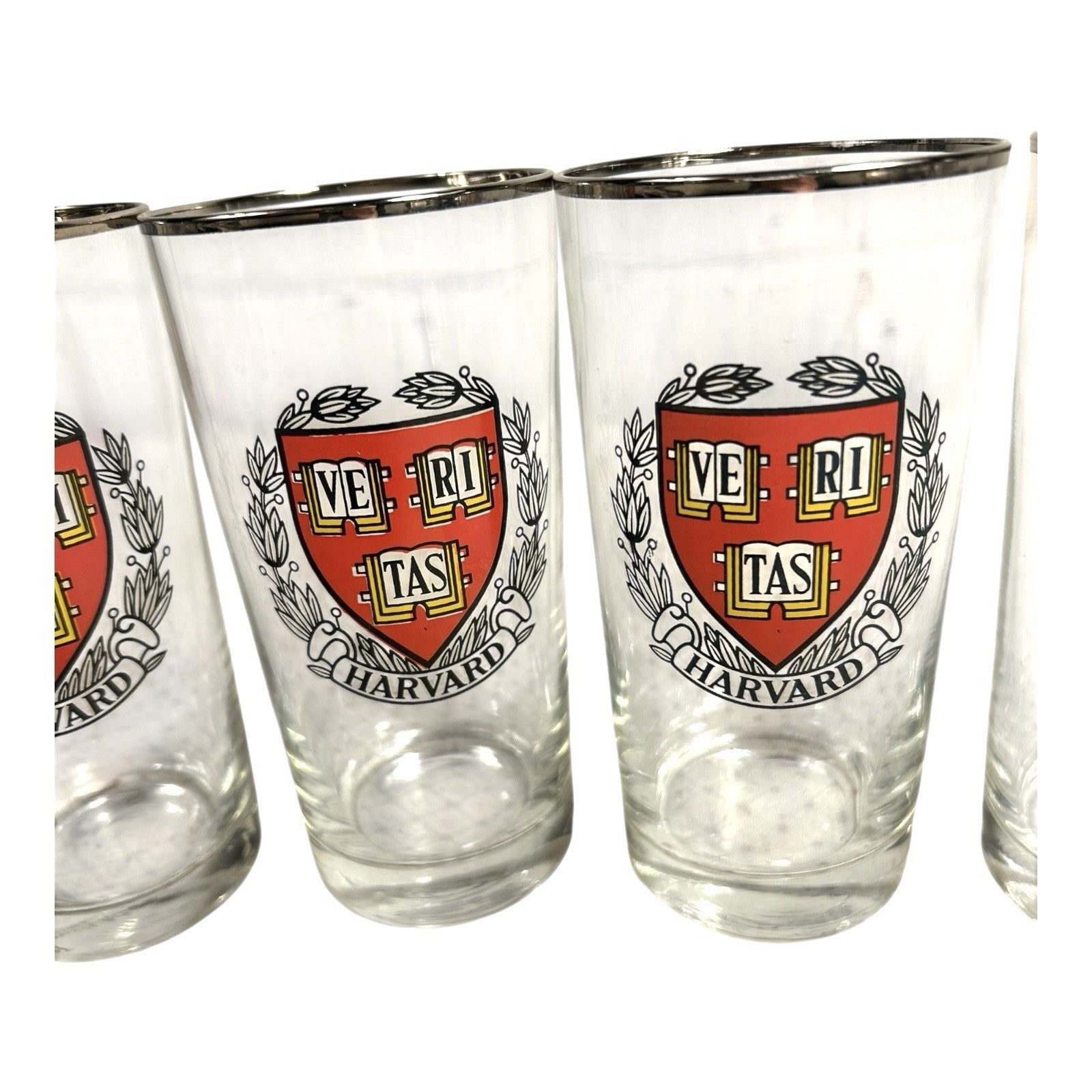 Vintage Veritas Harvard High Ball Beer Glasses - Set of 6