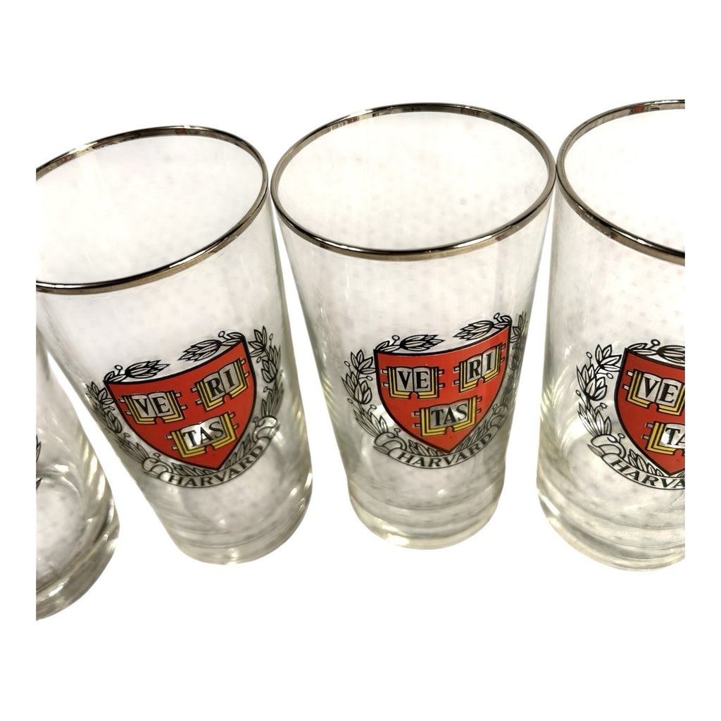 Vintage Veritas Harvard High Ball Beer Glasses - Set of 6