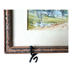 Antique 1926 Gouache Farmhouse Landscape Painting on Paper - Signed & Framed