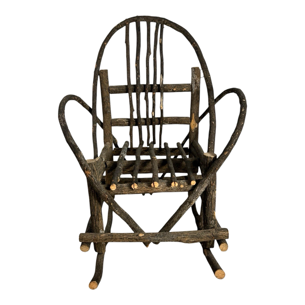 Antique Rustic Adirondack Twig Miniature Folk Art Rocking Chair