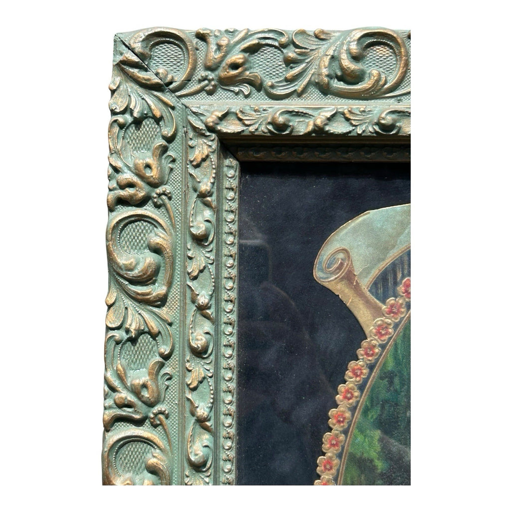 Antique Framed German Made 3D Advertising for Round Lake MN Minnesota