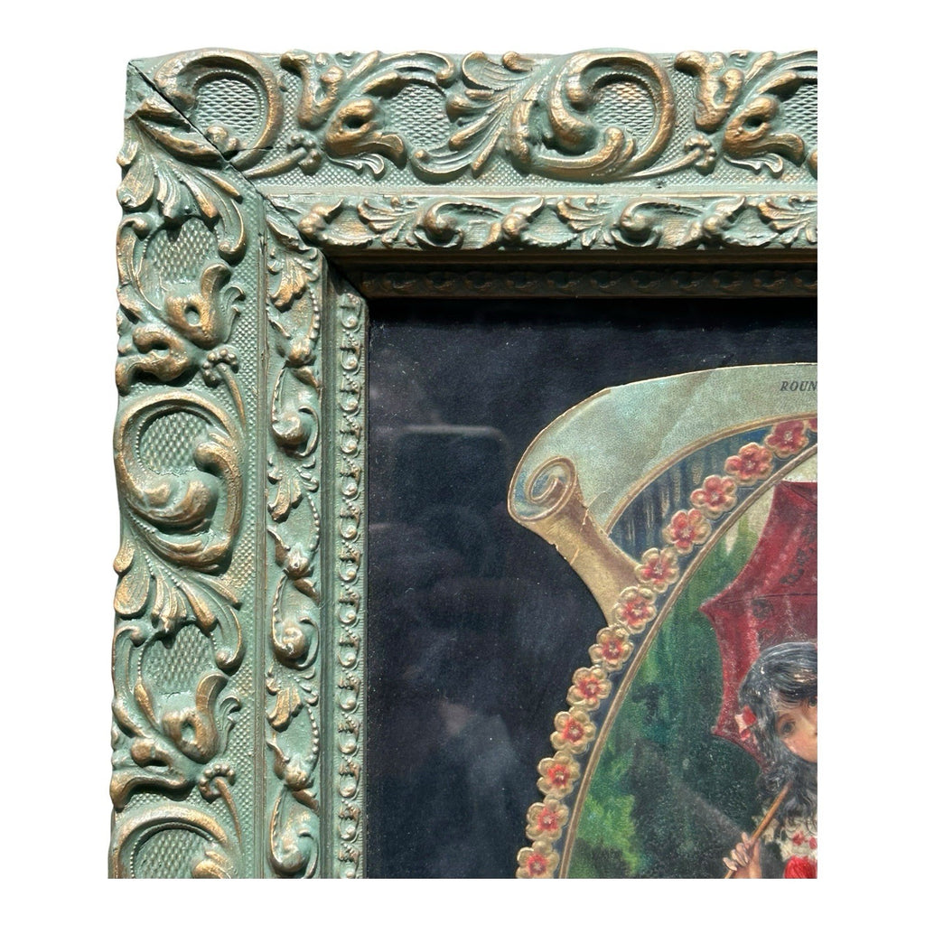 Antique Framed German Made 3D Advertising for Round Lake MN Minnesota