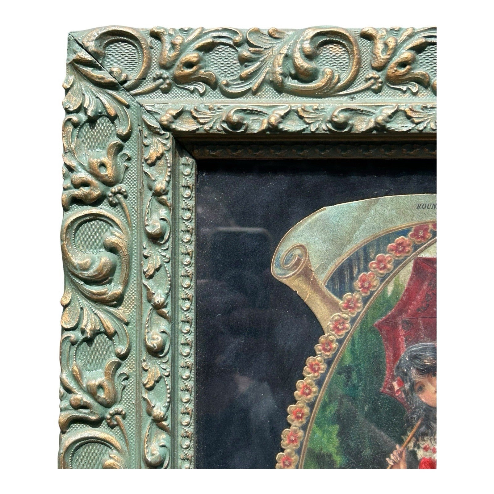 Antique Framed German Made 3D Advertising for Round Lake MN Minnesota