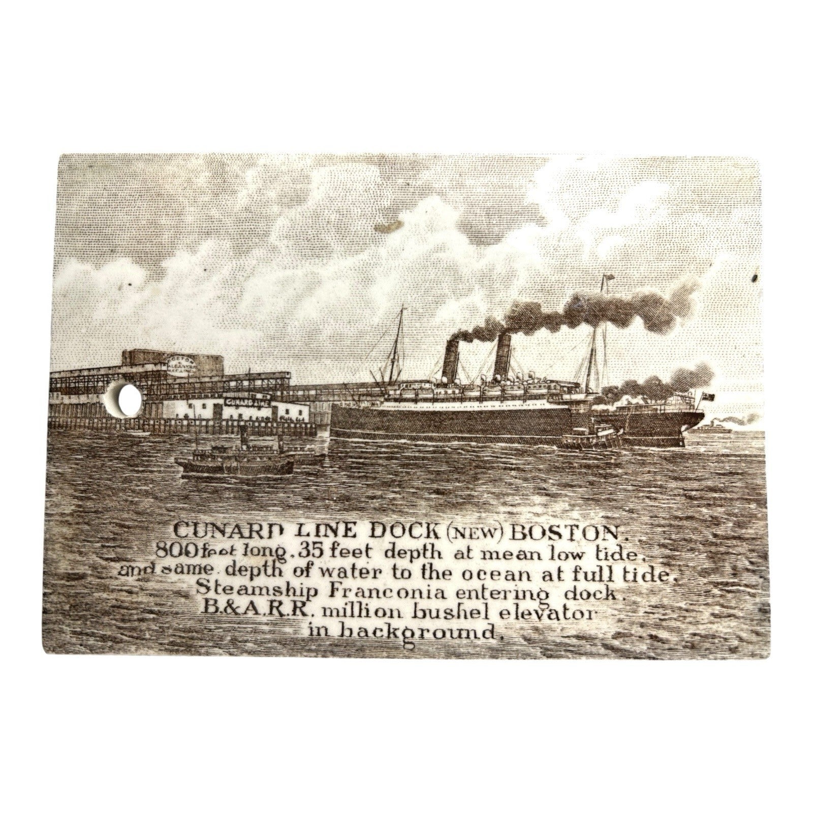 Antique Wedgwood 1912 Calendar Advertising Tile Cunard Line Boston