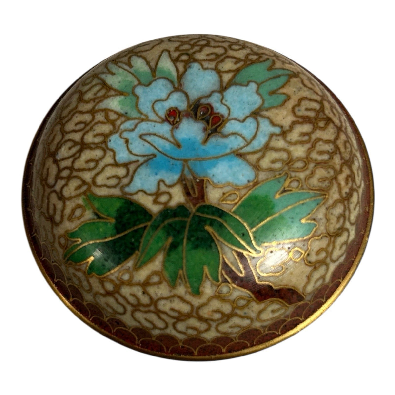 Antique Chinese Cloisonne Floral Jewelry or Pill Box