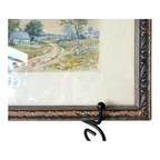 Antique 1926 Gouache Farmhouse Landscape Painting on Paper - Signed & Framed