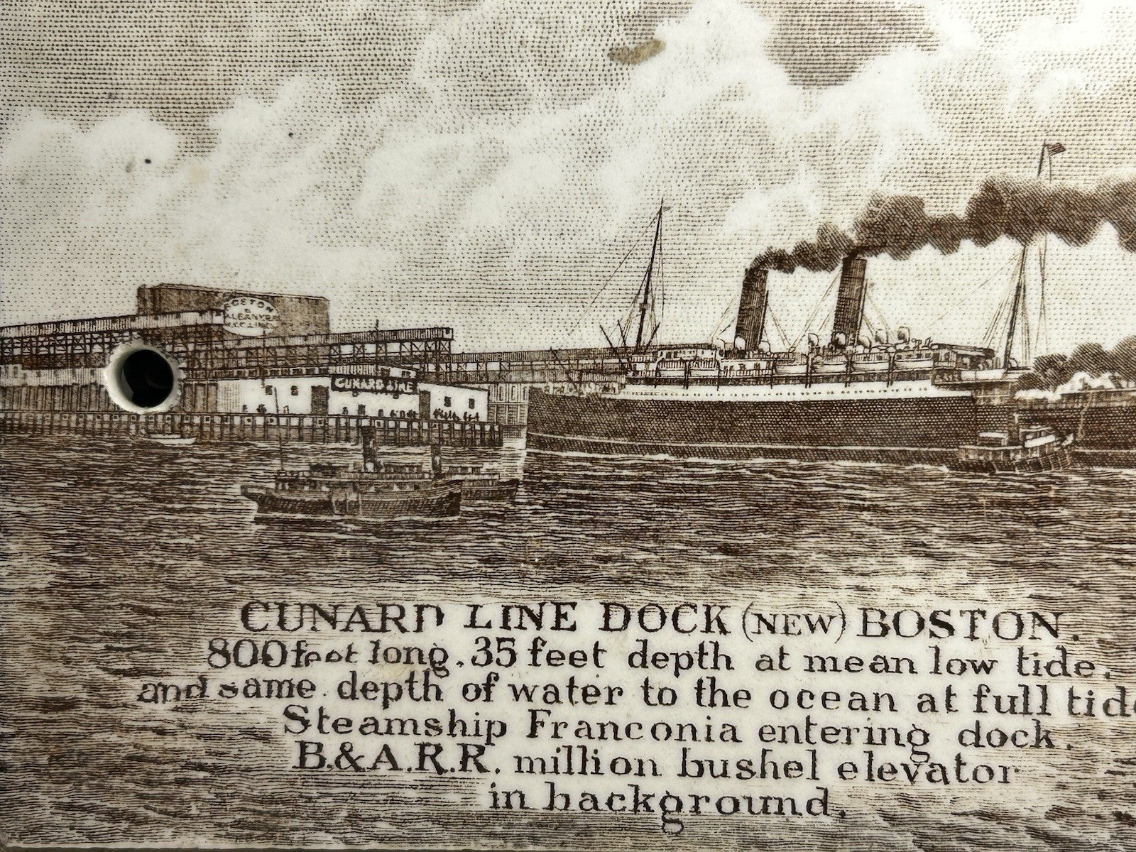 Antique Wedgwood 1912 Calendar Advertising Tile Cunard Line Boston