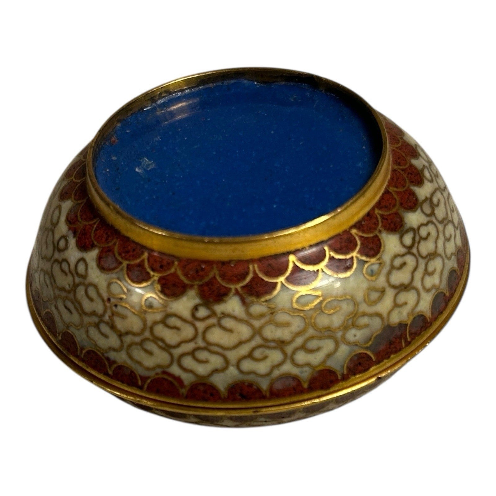 Antique Chinese Cloisonne Floral Jewelry or Pill Box