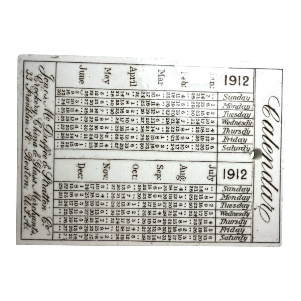 Antique Wedgwood 1912 Calendar Advertising Tile Cunard Line Boston