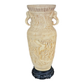 Vintage Asian Chinese Molded Composition Urn Vase with Elephant Handles