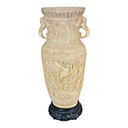 Vintage Asian Chinese Molded Composition Urn Vase with Elephant Handles