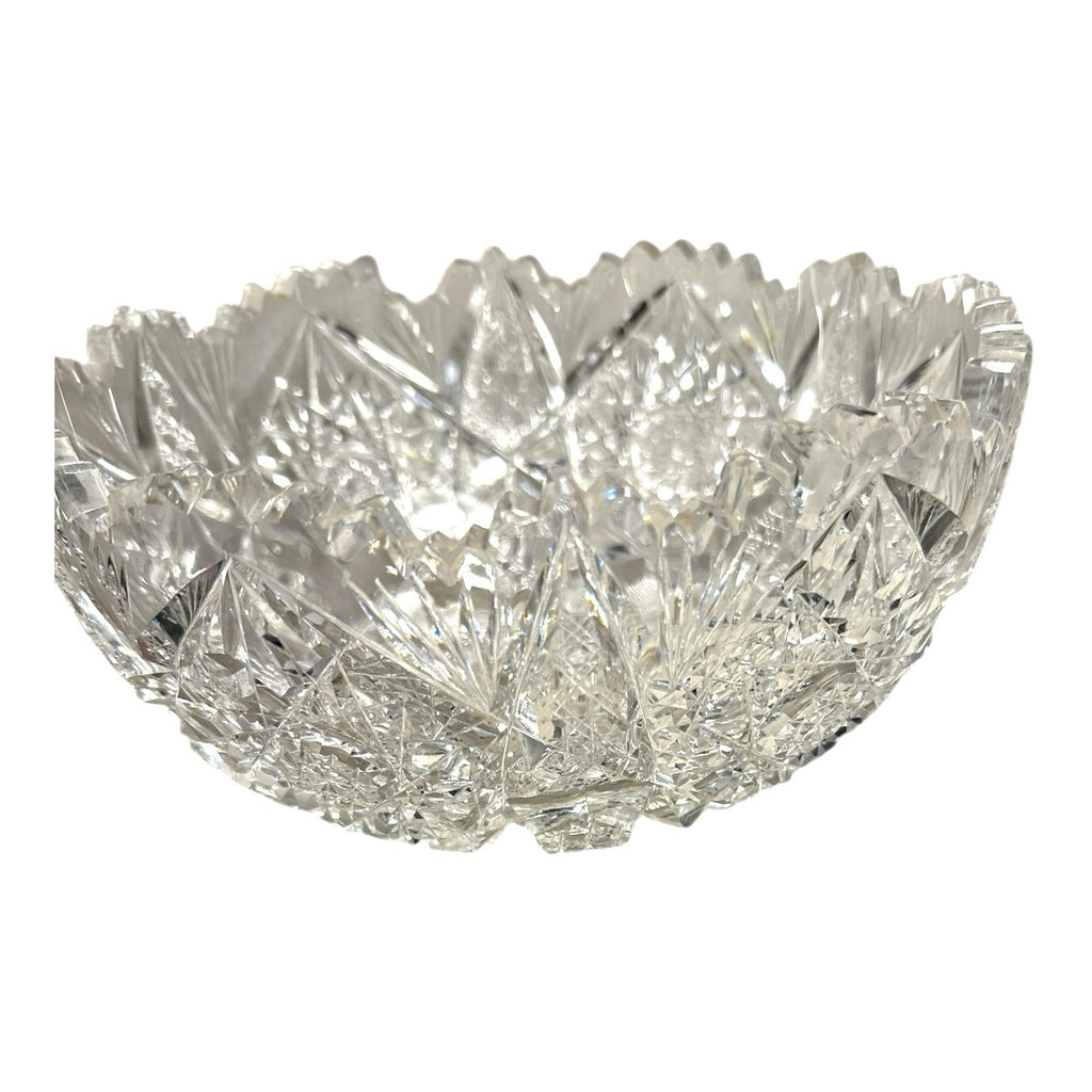 Antique American Brilliant Period Lead Cut Glass Bowl with Saw Tooth Edge