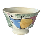 Antique Staffordshire Green Spatterware Spongeware Teacup - Peafowl Design