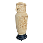 Vintage Asian Chinese Molded Composition Urn Vase with Elephant Handles