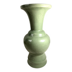Antique Chinese Qing Dynasty Celadon Crackle Glass Ceramic Vase