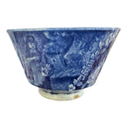 Antique Staffordshire Pottery Blue Transferware Teacup - Pastoral Scene