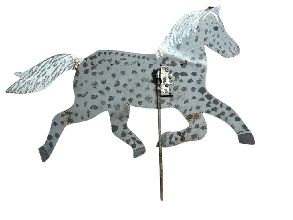 Antique Farmhouse Primitive Folk Art Running Horse Metal Weathervane