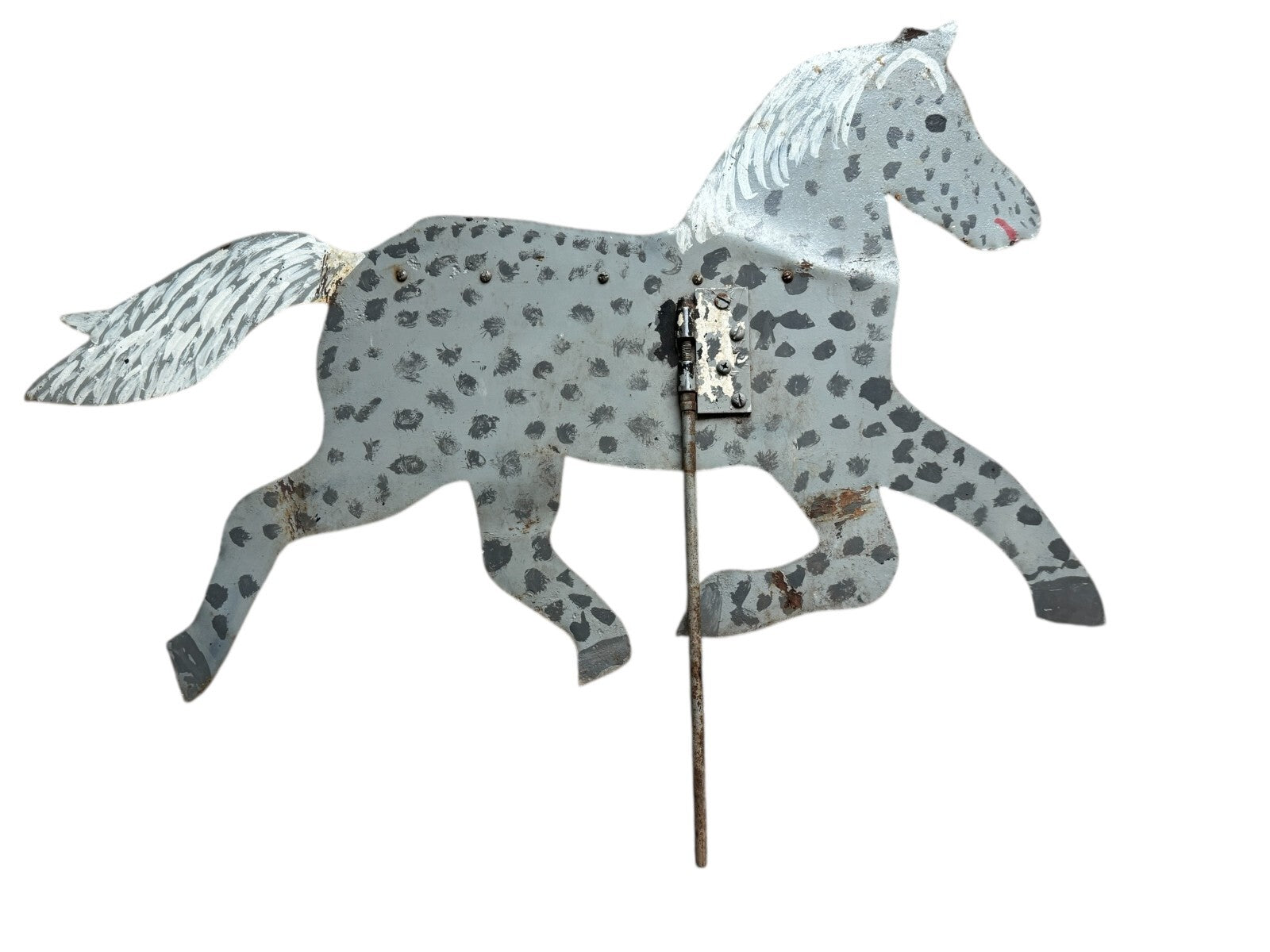Antique Farmhouse Primitive Folk Art Running Horse Metal Weathervane