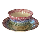 Antique Staffordshire Rainbow Spatterware Spongeware Teacup & Saucer