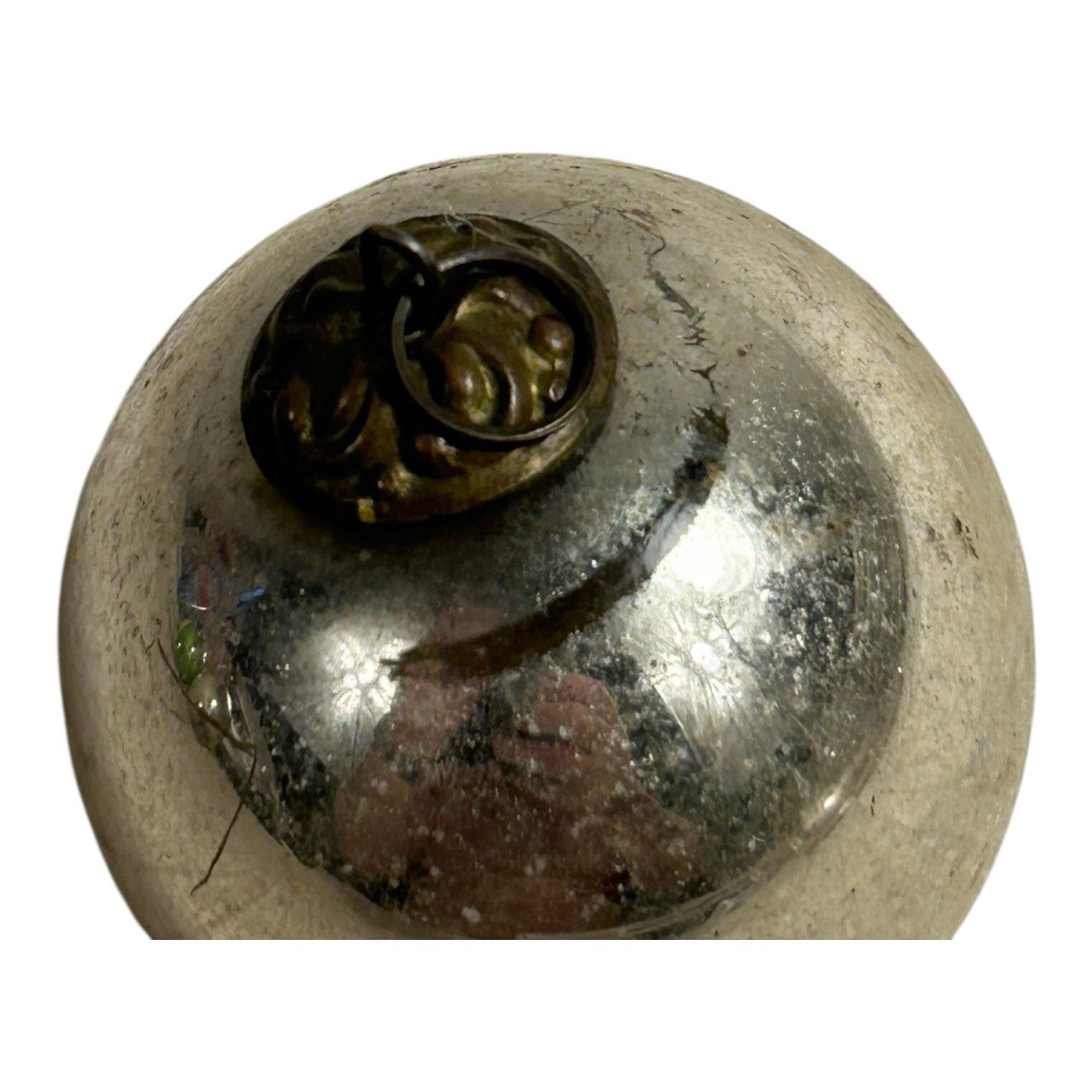 Antique German Kugel Glass Small Silver Christmas Ornament