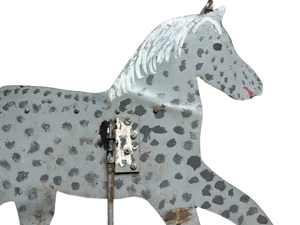 Antique Farmhouse Primitive Folk Art Running Horse Metal Weathervane