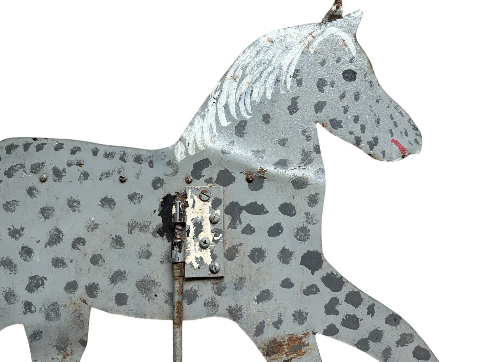 Antique Farmhouse Primitive Folk Art Running Horse Metal Weathervane