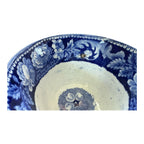 Antique Staffordshire Pottery Blue Transferware Teacup - Pastoral Scene