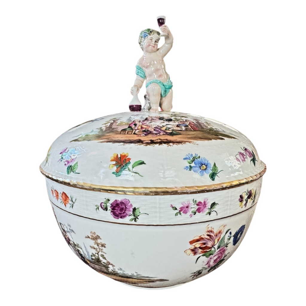 Antique KPM Porcelain Bacchus Cherub Figural Painted Tureen Punch Bowl