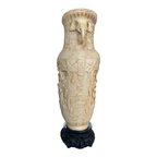 Vintage Asian Chinese Molded Composition Urn Vase with Elephant Handles