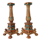 Antique Louis XVI Style Spelter Candlesticks with Figural Sphinx Bases