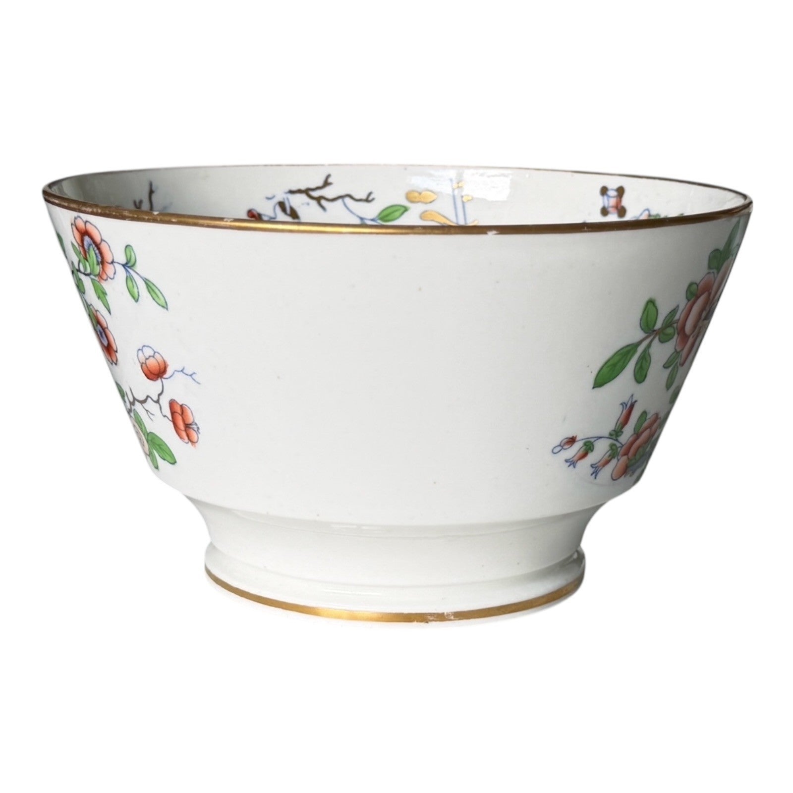 Antique 1800s English Ironstone Bowl - Imari Jardiniere Pattern & Cobalt Blue