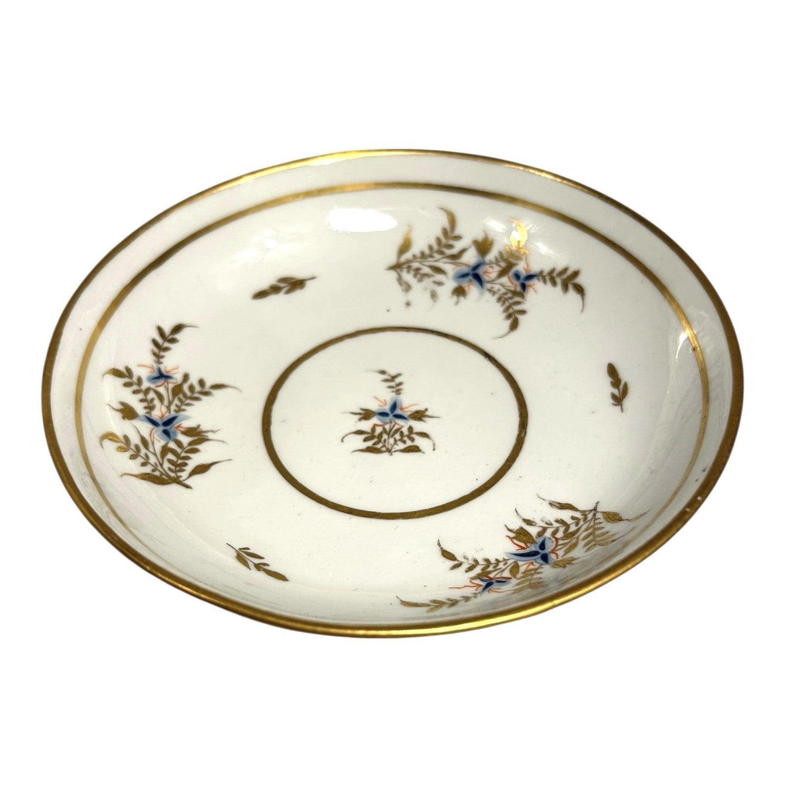 Antique Georgian Coalport Hand Painted Handless Teacup and Saucer