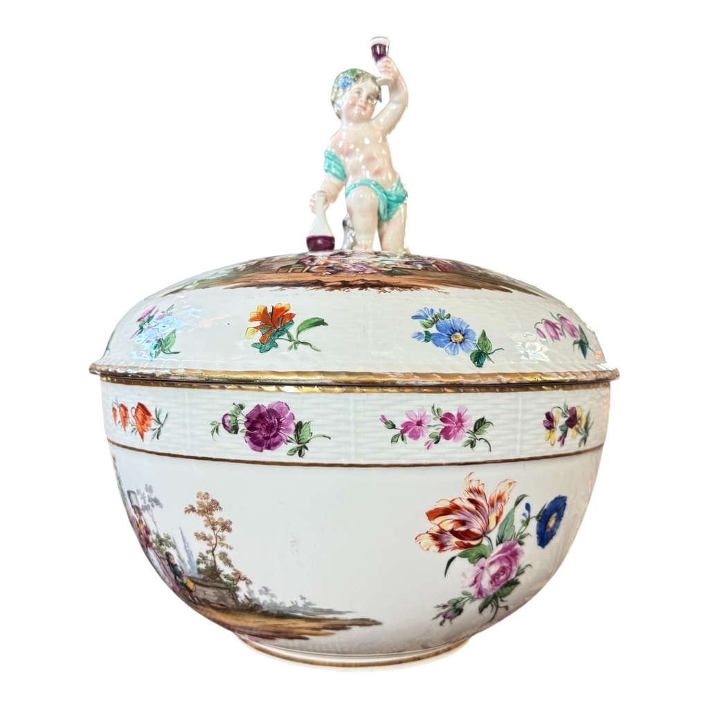Antique KPM Porcelain Bacchus Cherub Figural Painted Tureen Punch Bowl