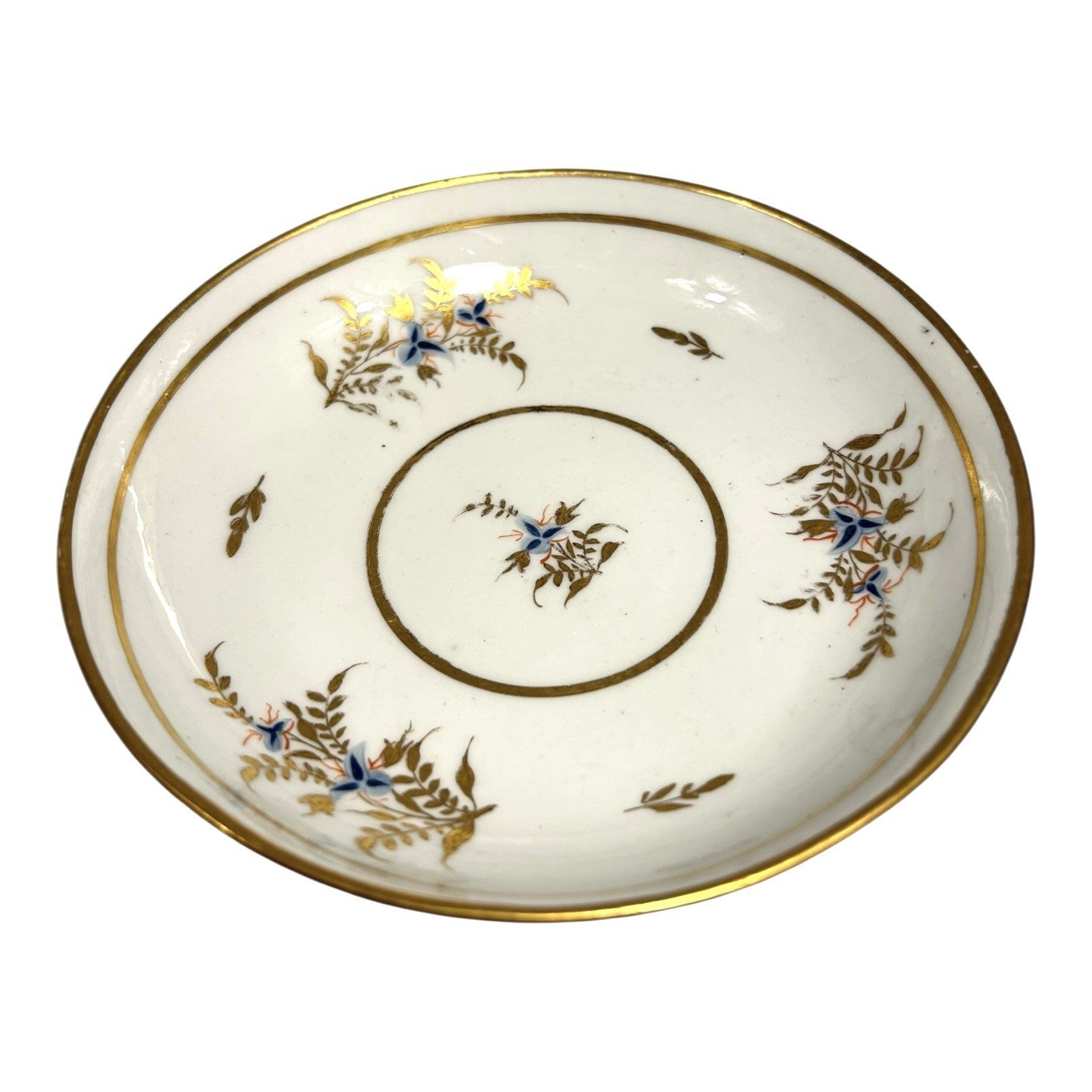 Antique Georgian Coalport Hand Painted Handless Teacup and Saucer