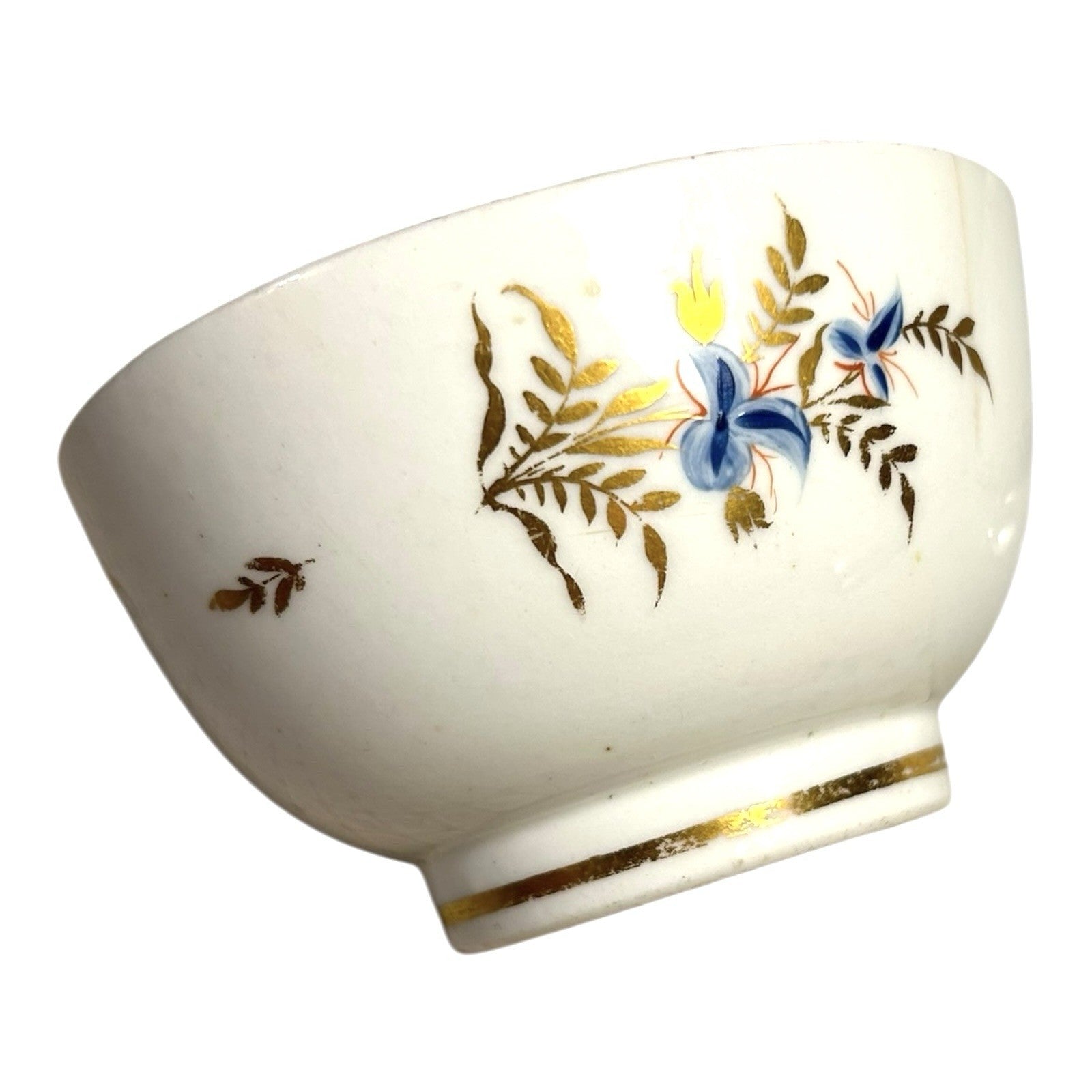 Antique Georgian Coalport Hand Painted Handless Teacup and Saucer