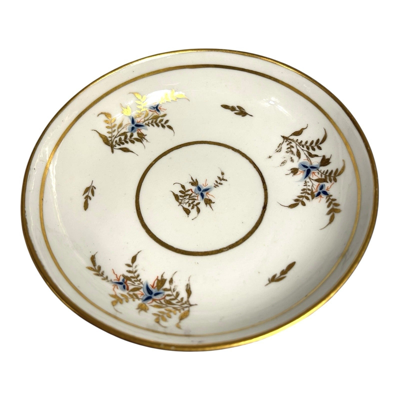 Antique Georgian Coalport Hand Painted Handless Teacup and Saucer