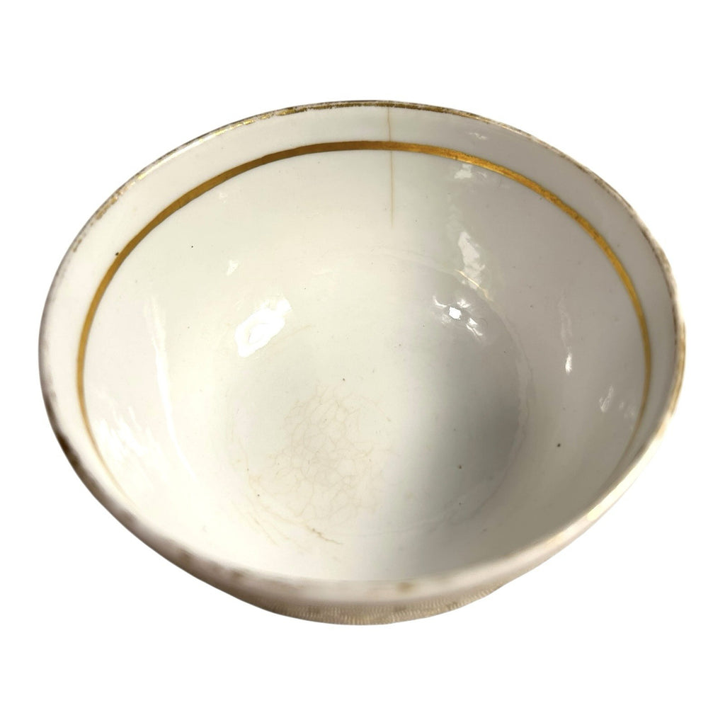Antique Georgian Coalport Hand Painted Handless Teacup and Saucer