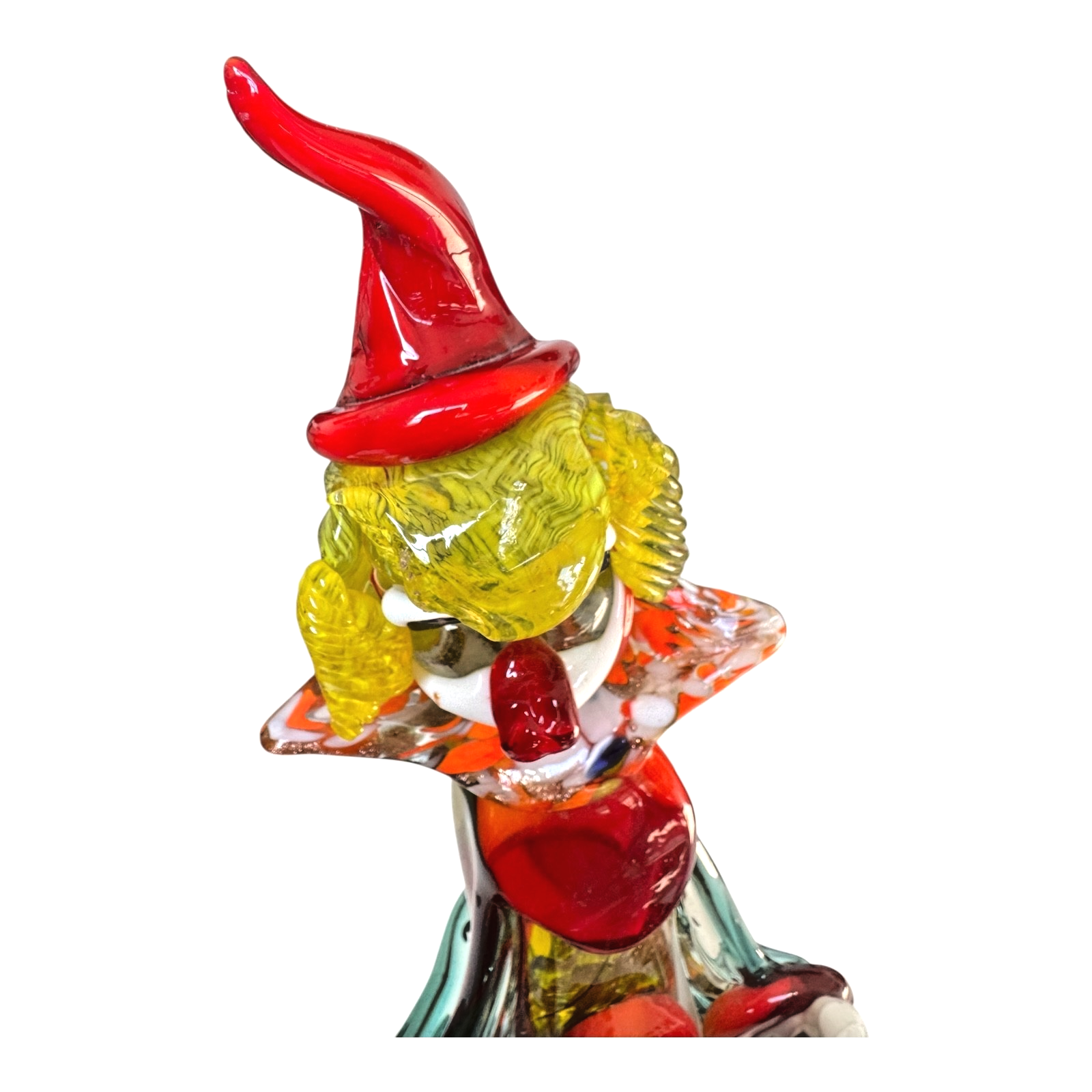 Vintage Large Murano Hand Blown Art Glass Clown Accordion Figurine, 17.5"