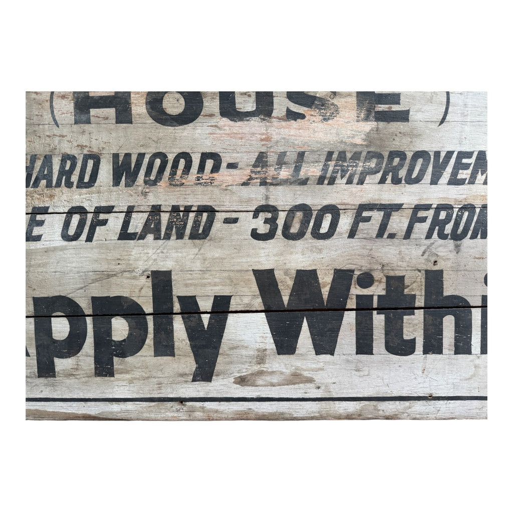 Antique Americana Wooden FOR SALE House Real Estate Advertising Sign