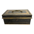 Antique Newton Shakespeare & Co Tole Metal Cash Box or Document Box