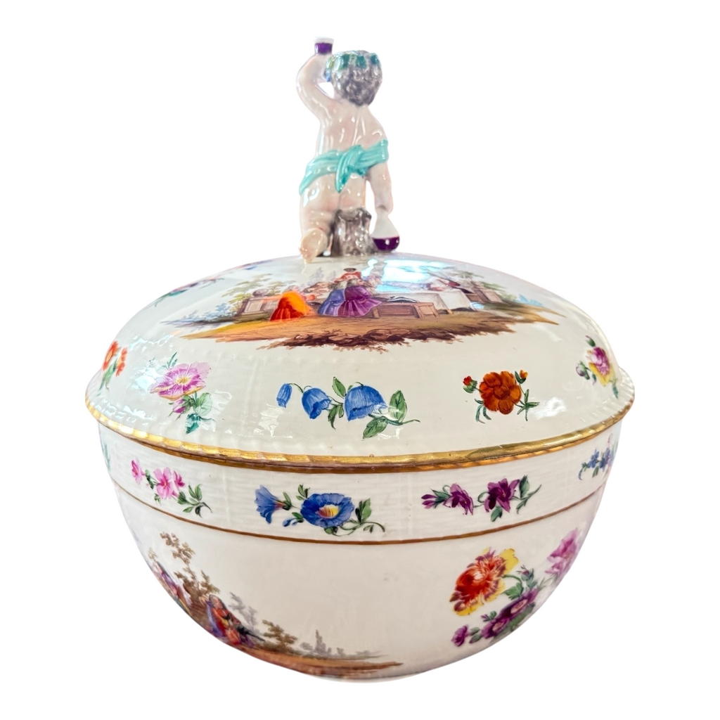 Antique KPM Porcelain Bacchus Cherub Figural Painted Tureen Punch Bowl