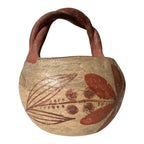Antique 1915 Native American Zuni Tourist Pottery Basket with Twisted Handle