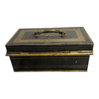 Antique Newton Shakespeare & Co Tole Metal Cash Box or Document Box