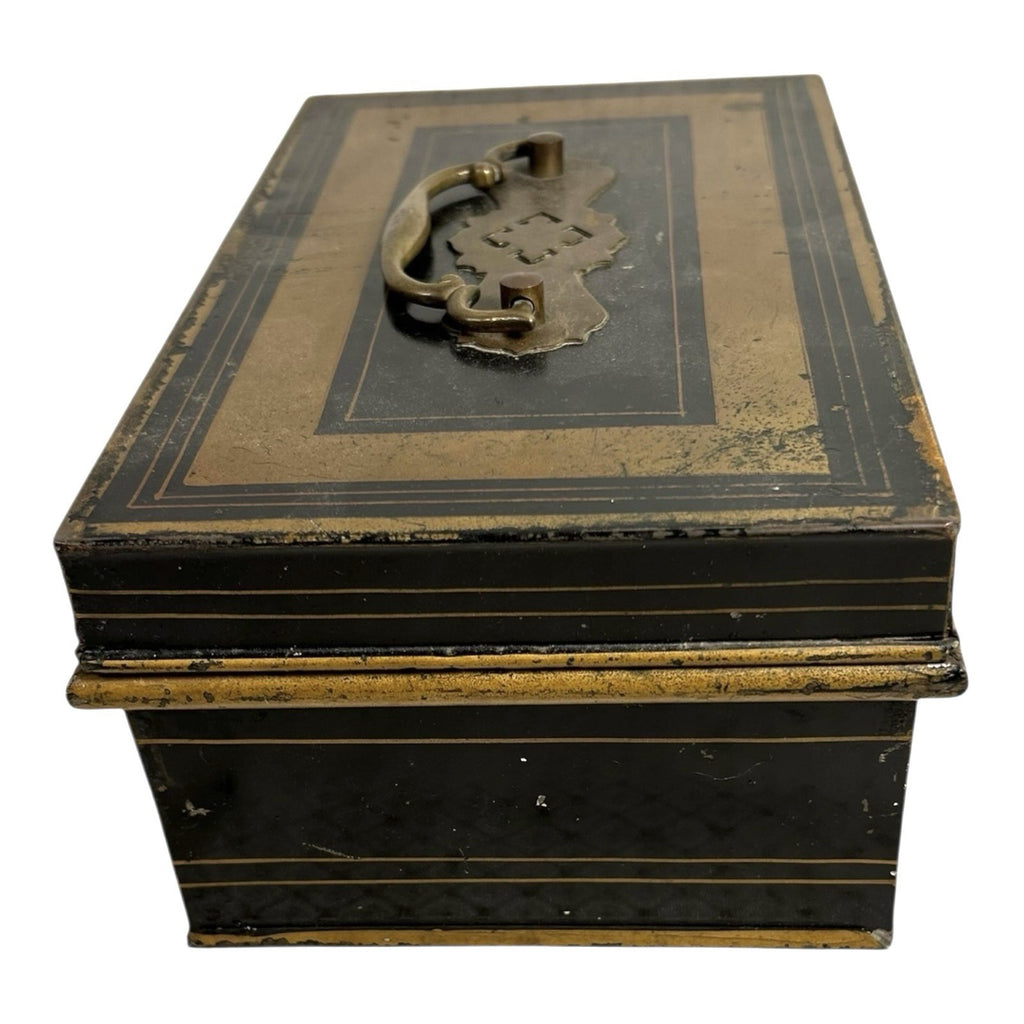 Antique Newton Shakespeare & Co Tole Metal Cash Box or Document Box