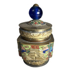 Antique Chinese Champleve Enameled Brass Lidded Tea Caddy