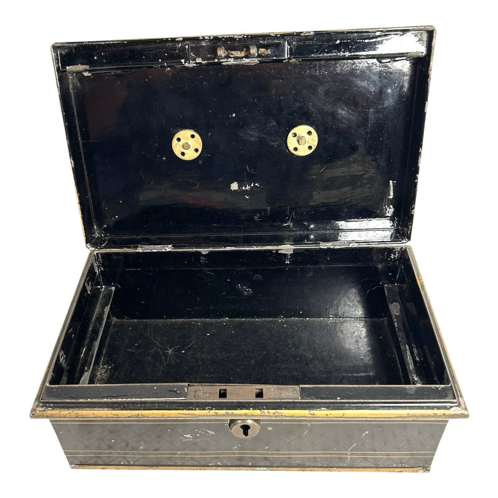 Antique Newton Shakespeare & Co Tole Metal Cash Box or Document Box