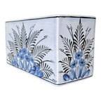 Vintage French Longwy LST Pottery Blue Floral Flower Frog Vase